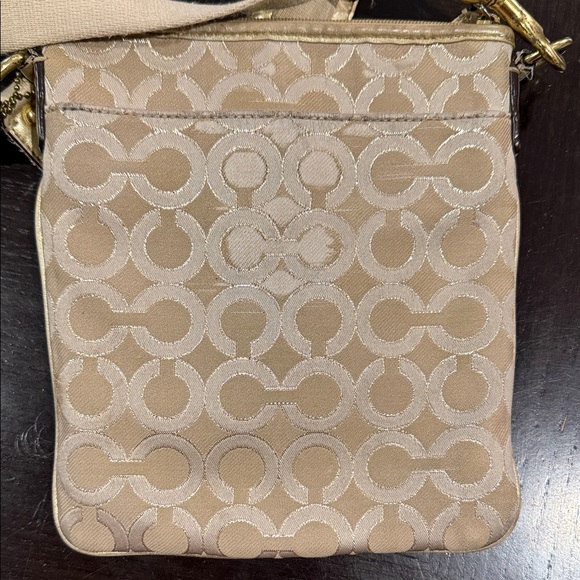 Coach Tan and Gold Crossbody Bag Optic C designer purse handbag pink vintage - Picture 4 of 10